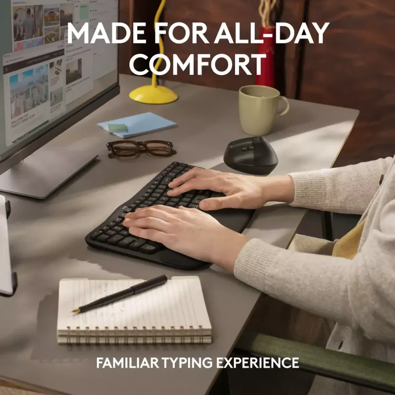 Logitech Wave Keys for Business Εργονομικό πληκτρολόγιο Full-Size Ασύρματο