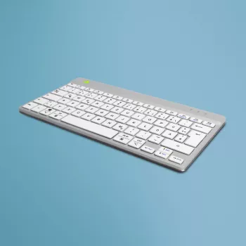R-Go Tools εργονομικό πληκτρολόγιο R-Go Compact Break, συμπαγές πληκτρολόγιο με λογισμικό διαλειμμάτων, QWERTZ (DE), Bluetooth, λευκό