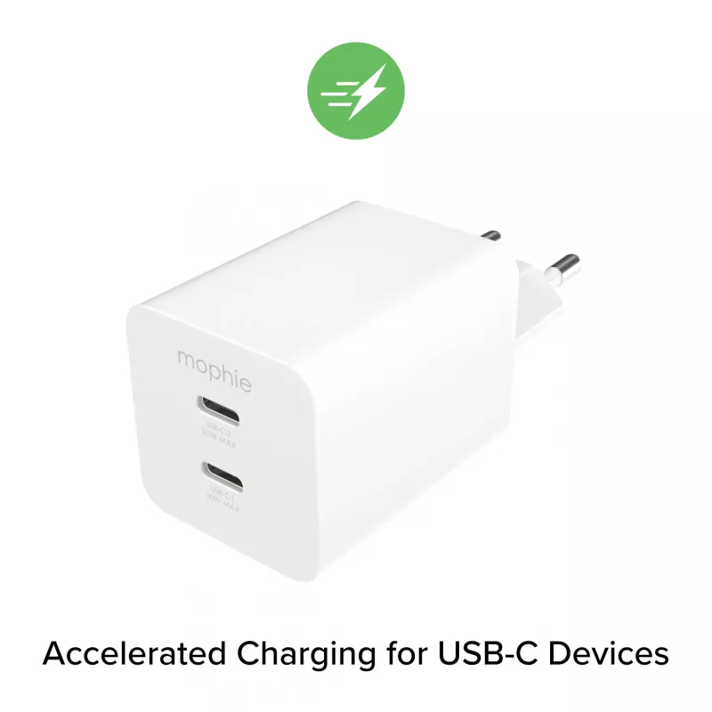 Τροφοδοτικό Zagg 50W 2x USB-C λευκό — Zagg mophie essentials