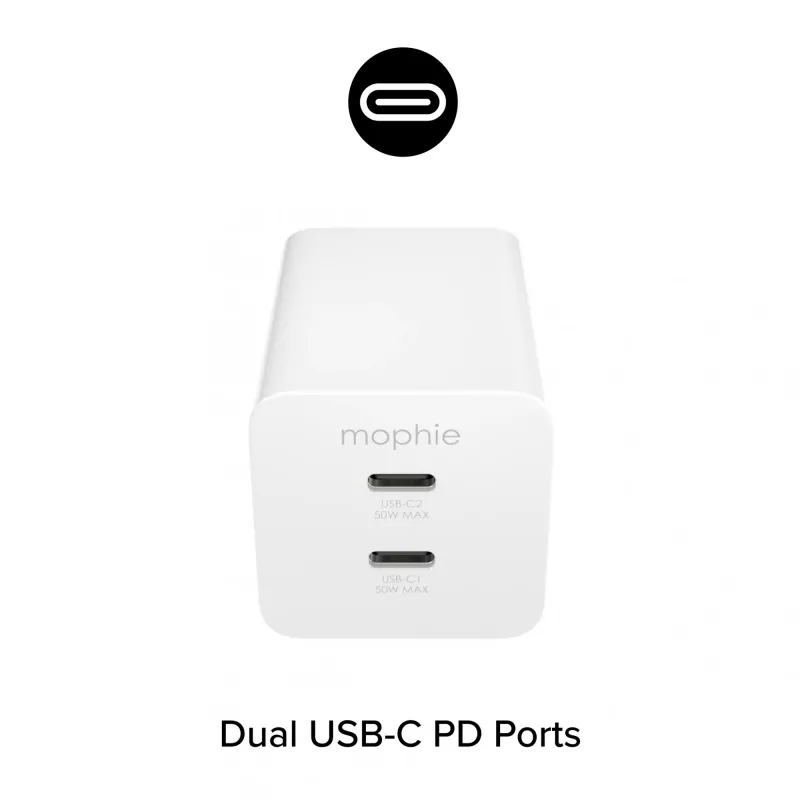 Τροφοδοτικό Zagg 50W 2x USB-C λευκό — Zagg mophie essentials