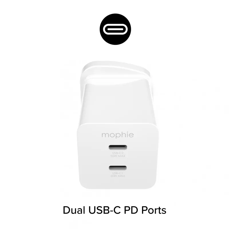 Τροφοδοτικό Zagg 50W 2x USB-C λευκό — Zagg mophie essentials