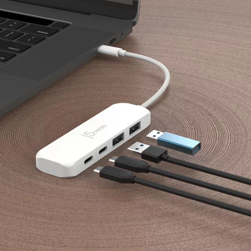 j5create φιλικός προς το περιβάλλον USB-C σε 4-Port Type-C & Type-A Gen 2 hub