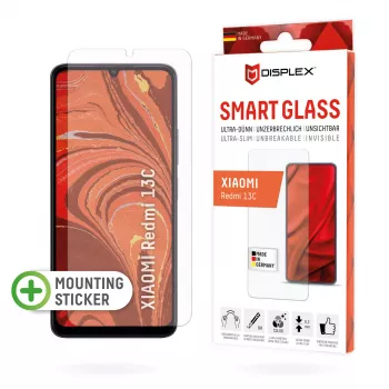 Displex Smart Glass (9H) για Xiaomi Redmi 13C, αυτοκόλλητο τοποθέτησης, άθραυστο