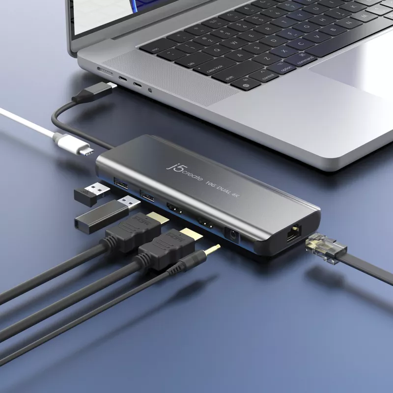 j5create JCD398 USB-C® Dual 4K HDMI™ 10Gbps Mini Dock, Μαύρο