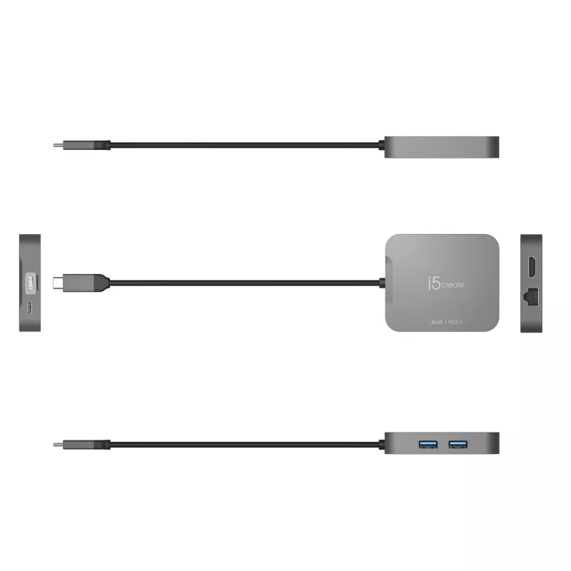 j5create JCD3191 4K60 Elite USB-C® Travel Adapter, μαύρο