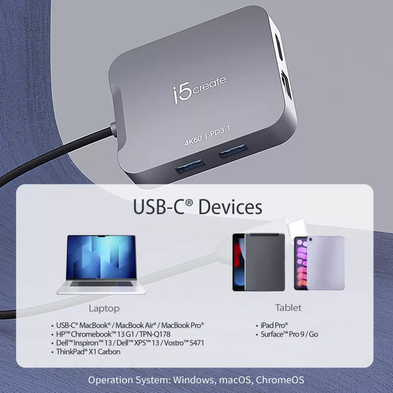 j5create JCD3191 4K60 Elite USB-C® Travel Adapter, μαύρο