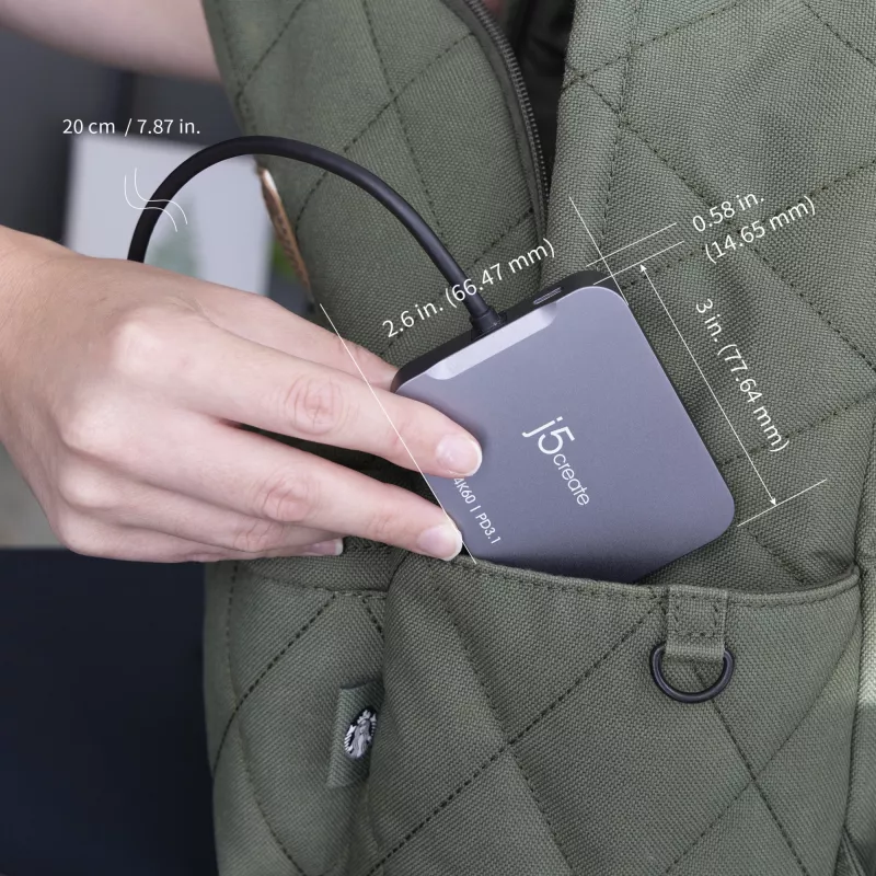j5create JCD3191 4K60 Elite USB-C® Travel Adapter, μαύρο