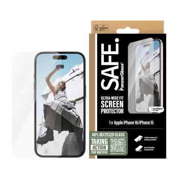 PanzerGlass SAFE. by ® Προστασία οθόνης iPhone '24 6,1 ίντσες | Ultra-Wide Fit