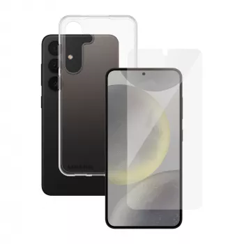 Προστασία οθόνης 2-in-1 σετ PanzerGlass SAFE. για Samsung Galaxy S24 — σκληρυμένο γυαλί + TPU πίσω μέρος, διαφανές, 50 τεμ.