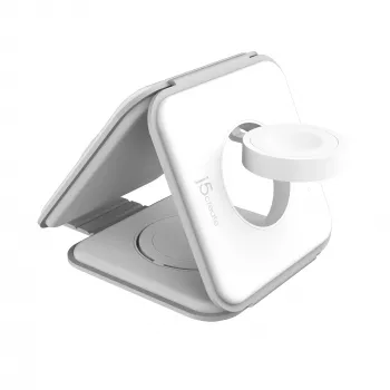 j5create Qi2 3-in-1 Magnetic Travel Wireless Charging Station εσωτερικού χώρου USB ταχεία φόρτιση λευκό