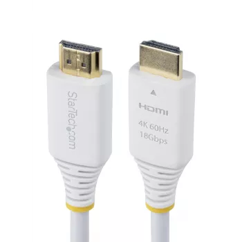 StarTech.com HDMI2-CABLE-4K60-6FW πιστοποιημένο καλώδιο Premium High Speed HDMI 2.0, 1,8 m (6 ft), 4K 60 Hz/1440p 144 Hz, HDR10/HDCP 2.2/ARC, μανδύας TPE, λευκό