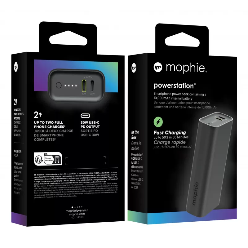 Powerbank mophie Powerstation 10000 mAh μαύρο 2 USB Type-C