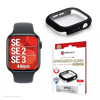 Προστασία οθόνης PanzerGlass Displex 10H για Apple Watch SE3/SE2/SE (44mm) – Πλήρης κάλυψη, IP68, clip-on, μαύρο ματ