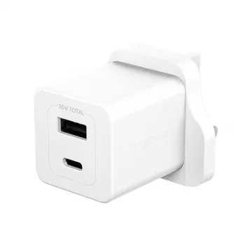 PanzerGlass empower™ by ® Turbo 35W Φορτιστής με USB-C + USB-A | UK βύσμα | Ασημί λευκό