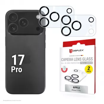 Displex Full Cover προστασία φακών κάμερας iPhone 17 Pro, 10H, πλήρης προστασία κάμερας, Quick Mount, συσκευασία 2 τεμ.