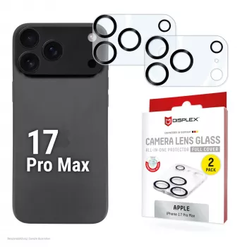 Displex Full Cover προστατευτικό γυαλί φακών κάμερας iPhone 17 Pro Max, 10H, πλήρης προστασία κάμερας, γρήγορη τοποθέτηση, συσκευασία 2 τεμ.