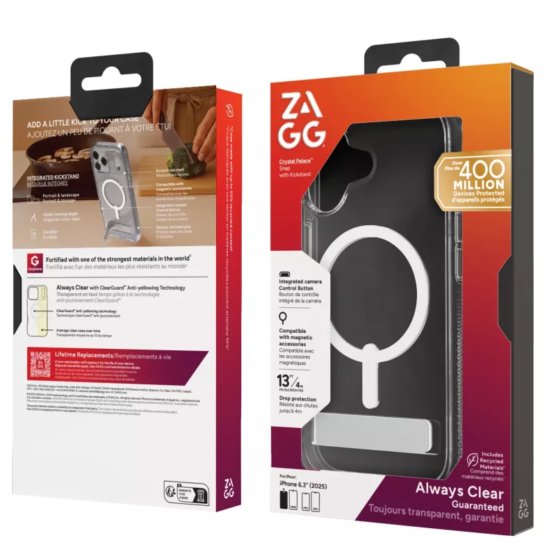 Θήκη ZAGG Crystal Palace Snap Kickstand για Apple iPhone 17 διαφανές
