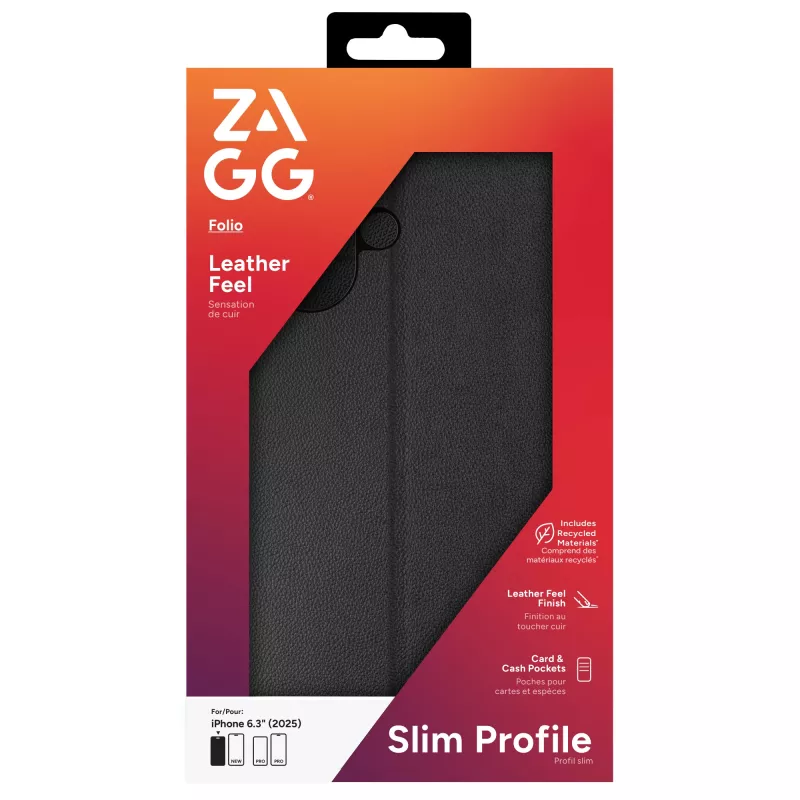 ZAGG Folio θήκη για Apple iPhone 17, δερμάτινη, μαύρη