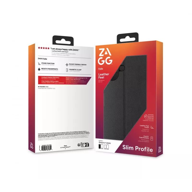ZAGG Folio θήκη για Apple iPhone 17, δερμάτινη, μαύρη