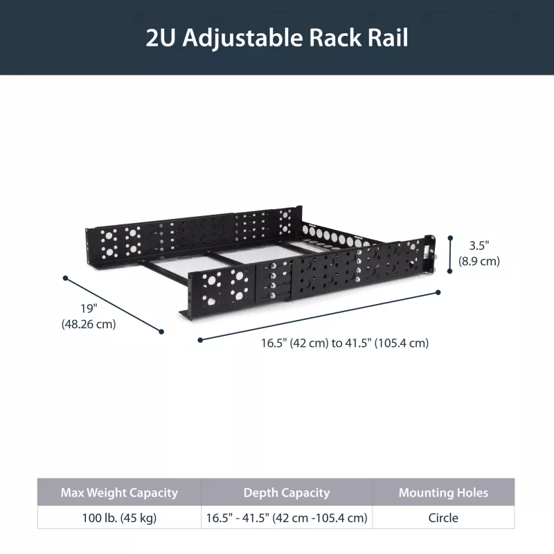 StarTech.com σταθερές καθολικές ράγες rack διακομιστή 19 ιντσών 2U με ρυθμιζόμενο βάθος
