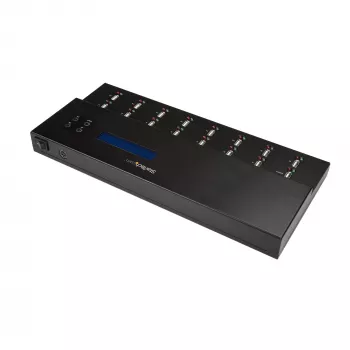 StarTech.com Standalone 1 to 15 USB Thumb Drive Duplicator and Eraser, Multiple USB Flash Drive Copier, System and File and Whole-Drive Copy at 1.5 GB/min, Single and 3-Pass Erase, LCD Display - TAA