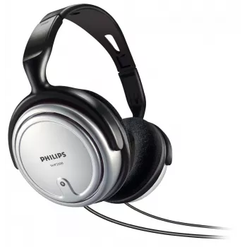 Philips SHP2500/10 ενσύρματα ακουστικά κεφαλής για τηλεόραση, καλώδιο 6 m, βύσμα 3,5/6,3 mm, 9 - 23000 Hz, 32 Ohm, ρύθμιση έντασης, μαύρο/ασημί