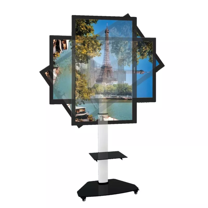 Techly βάση δαπέδου με ράφι TV LCD/LED/Plasma 37-70 ίντσες λευκή