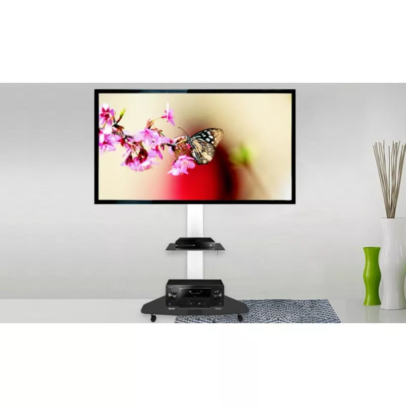 Techly βάση δαπέδου με ράφι TV LCD/LED/Plasma 37-70 ίντσες λευκή