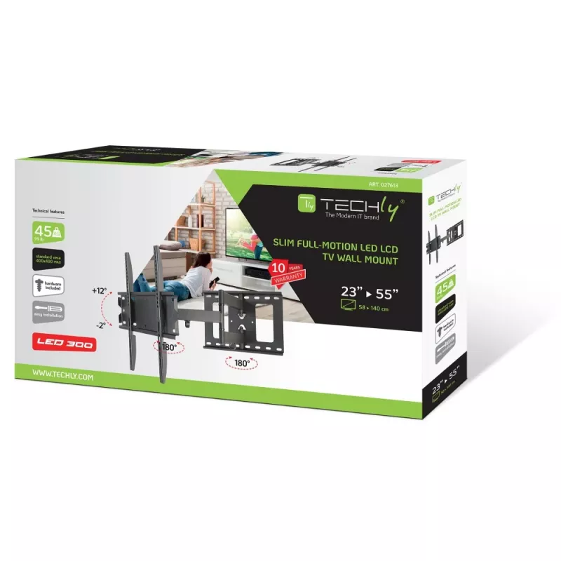 Techly ICA-PLB 148M Βάση τοίχου τηλεόρασης 139,7 cm (55 ίντσες) Μαύρο