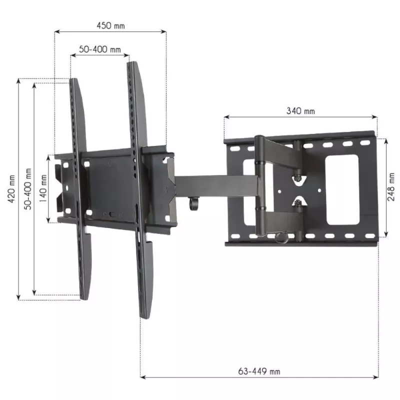 Techly ICA-PLB 148M Βάση τοίχου τηλεόρασης 139,7 cm (55 ίντσες) Μαύρο