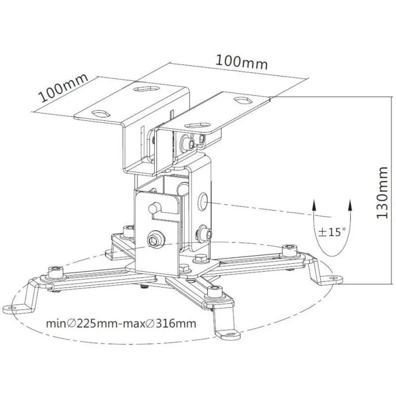 Techly Βάση οροφής προβολέα Επέκταση 130 mm Ασημί ICA-PM 2S