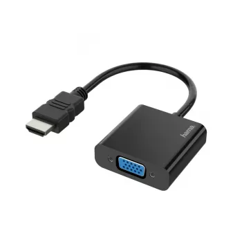 Hama 00200343 προσαρμογέας βίντεο HDMI σε VGA με ήχο 3,5 mm, 0,15 m, HDMI τύπου A αρσενικό – D-Sub 15 ακίδων, 1080p, μαύρος