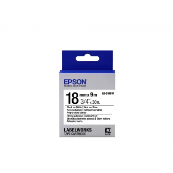 Epson Κασέτα ετικετών ισχυρής πρόσφυσης LK-5WBW μαύρο/λευκό 18 mm (9 m)