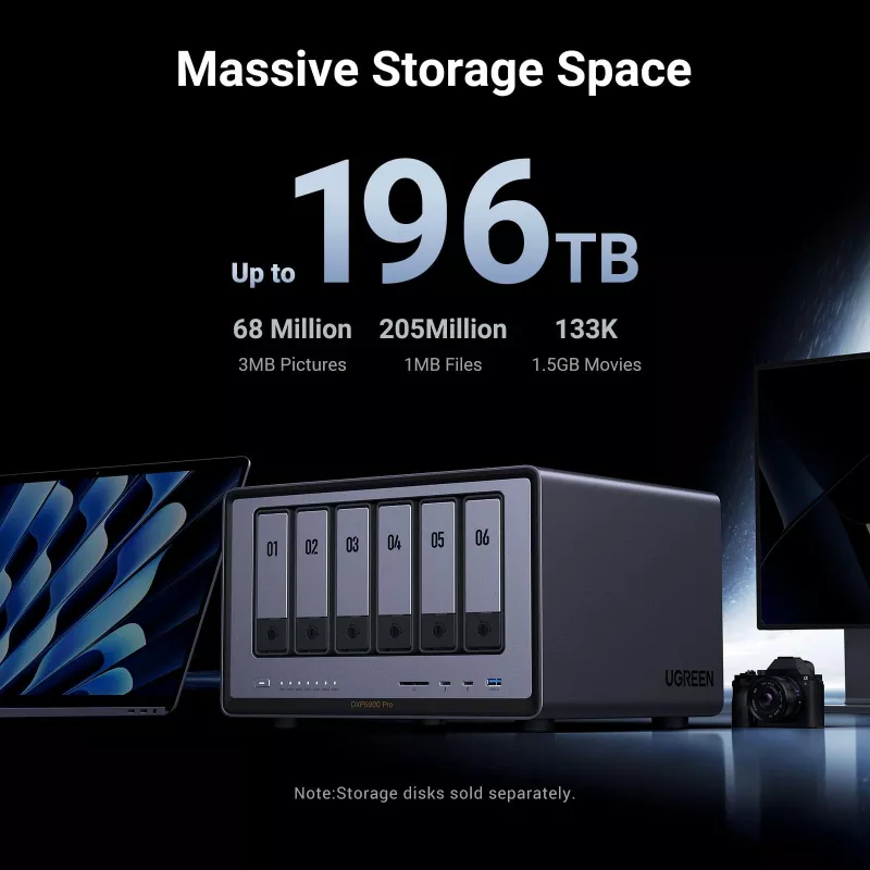 Ugreen DXP6800 Pro NAS Desktop Intel® Core™ i5 8 GB DDR5 γκρι, μαύρο