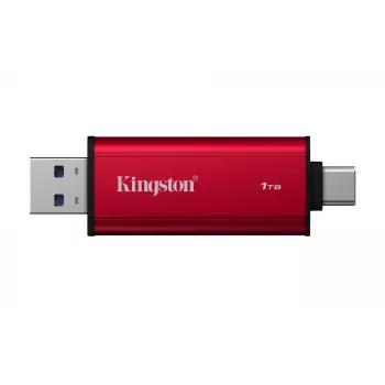 Εξωτερικός SSD Kingston 1 TB Dual USB-A/USB-C Portable SSD — USB 3.2 Gen 2, ανάγνωση 1050 MB/s, εγγραφή 950 MB/s, μαύρο/κόκκινο