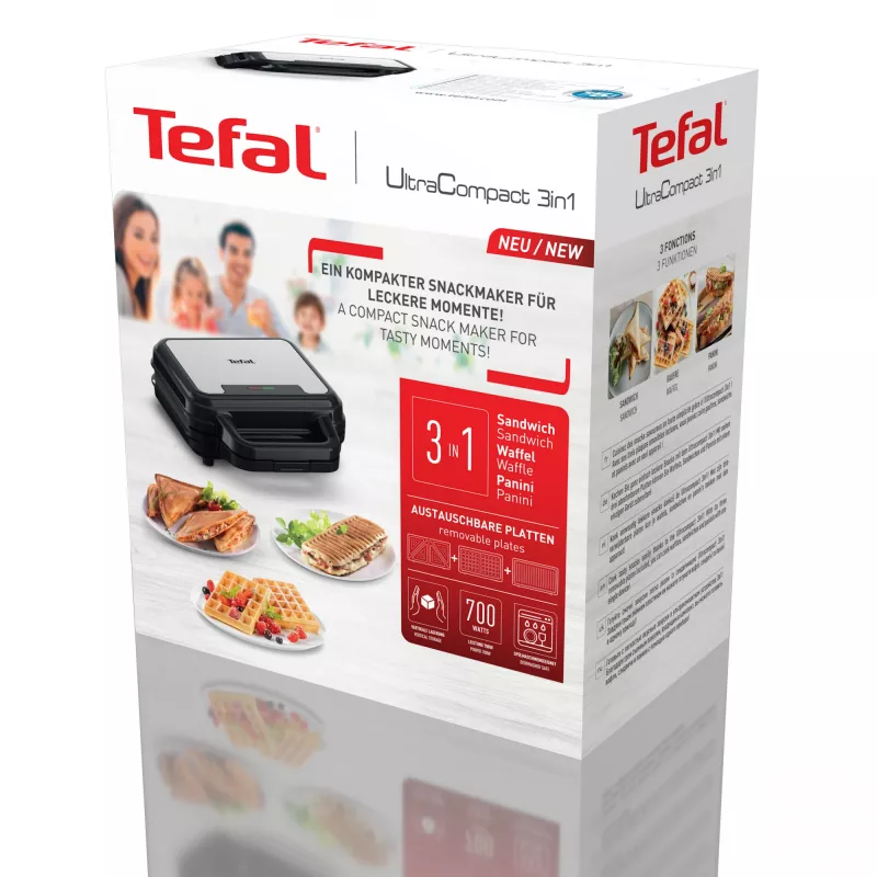 Τοστιέρα Tefal SW383D10 700 W μαύρη, ανοξείδωτο ατσάλι