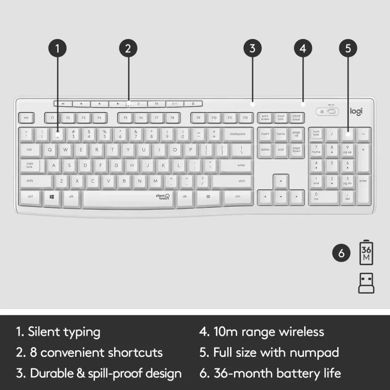Ασύρματο σετ πληκτρολογίου και ποντικιού Logitech MK295 Silent
