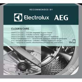 Σκόνη αφαλάτωσης και απολίπανσης Electrolux M2GCP121 για πλυντήριο πιάτων και πλυντήριο ρούχων, 12 τεμ.