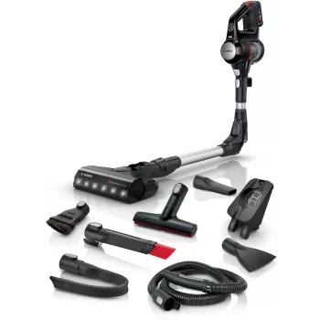 Όρθια σκούπα Bosch BCS711PET — ασύρματη 18 V, 40 min χρόνος λειτουργίας, 0,3 l χωρίς σακούλα, για σκληρά δάπεδα και χαλιά, κόκκινο/μαύρο
