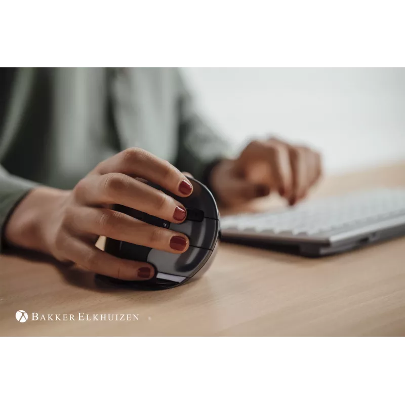 BakkerElkhuizen Evoluent D Small Wireless, δεξιόχειρας, κάθετος σχεδιασμός, Laser, RF Wireless, 3200 DPI, μαύρο