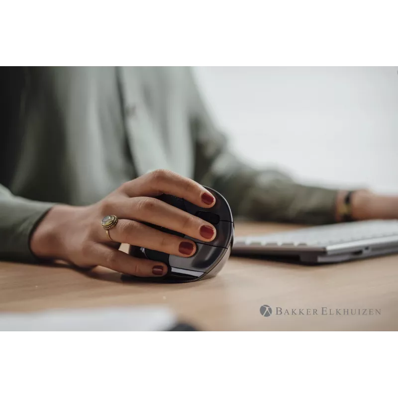 BakkerElkhuizen Evoluent D Small Wireless, δεξιόχειρας, κάθετος σχεδιασμός, Laser, RF Wireless, 3200 DPI, μαύρο