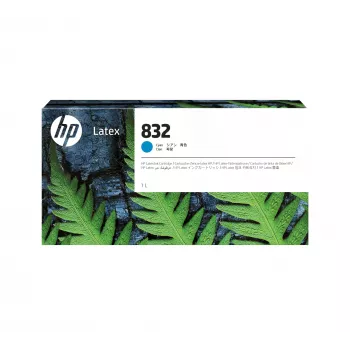 Μελανοδοχείο HP 832 Cyan 1 L, με βάση latex, 1000 ml, ατομική συσκευασία
