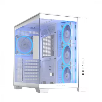 Κουτί υπολογιστή ASUS A32 PLUS/WT/TG/ARGB Mid Tower, λευκό, ATX, tempered glass, ARGB, USB-C, υποστηρίζει GPUs έως 420 mm