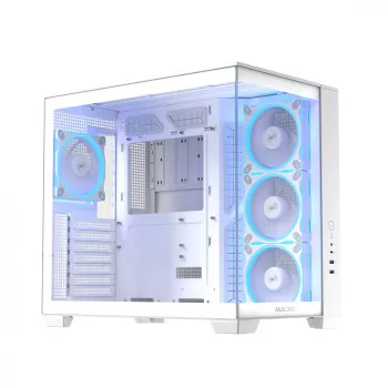 Κουτί υπολογιστή ASUS A32 PLUS/WT/TG/ARGB Mid Tower, λευκό, ATX, tempered glass, ARGB, USB-C, υποστηρίζει GPUs έως 420 mm
