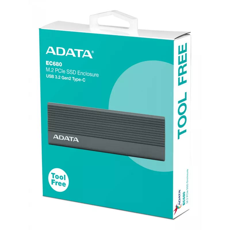 Θήκη SSD ADATA EC680 γκρι M.2 USB Type-C PCIe