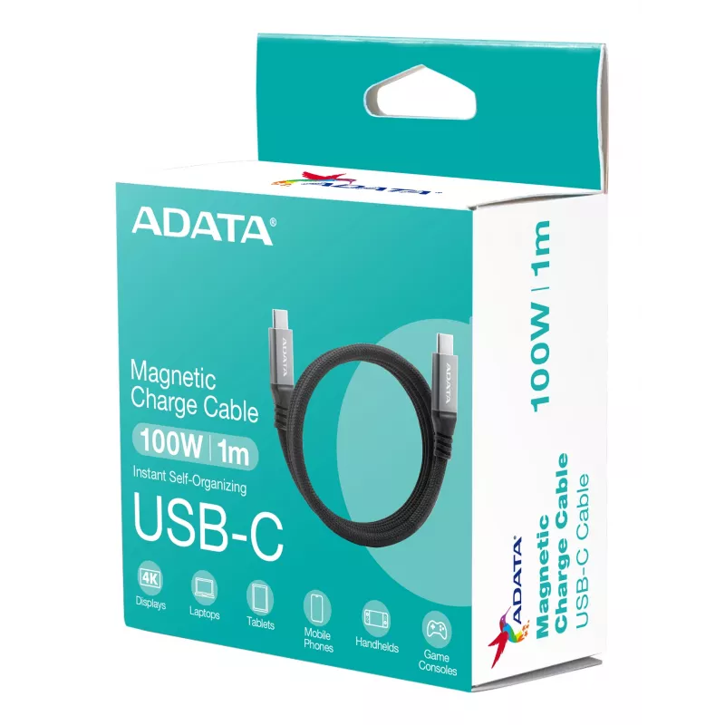 Καλώδιο δεδομένων USB C σε USB C ADATA CACCU3-100W-100AN-BK — USB 3.2 Gen 2 (10 Gbit/s), 1 m, μαύρο