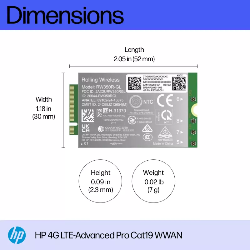 HP 4G LTE-Advanced Pro Cat19 WWAN Εσωτερικό ασύρματο module B8BD3AA