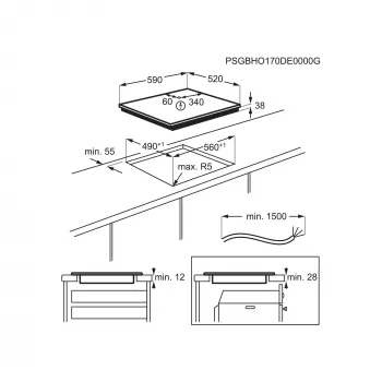 Electrolux EHF6343FOK Μαύρη Εντοιχιζόμενη 60 cm Κεραμική γυάλινη εστία 4 ζώνες μαγειρέματος