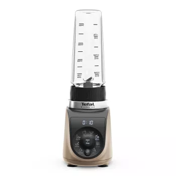Μίξερ χειρός Tefal Blend Up BL190AF0 — μπολ 0,85 L, 1000 W, 6 πτερύγια Powelix, λειτουργία παλμού, θρυμματιστής πάγου (Διαφανές/Μαύρο/Μπεζ)