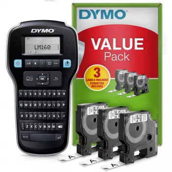 DYMO LabelManager 160 Εκτυπωτής ετικετών Starter-Kit με 3 ρολά ταινίας ετικετών D1 | Φορητός εκτυπωτής ετικετών | Πληκτρολόγιο QWERTY | Ιδανικό για γραφείο ή σπίτι